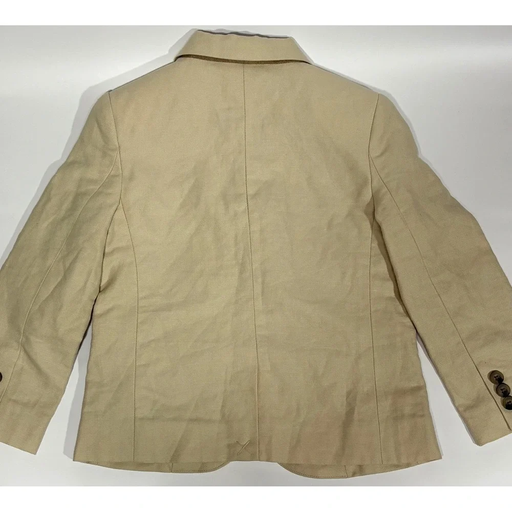 Janie and Jack Blazer Boys 4 Beige Special Occasion Linen Blend Classic Jacket